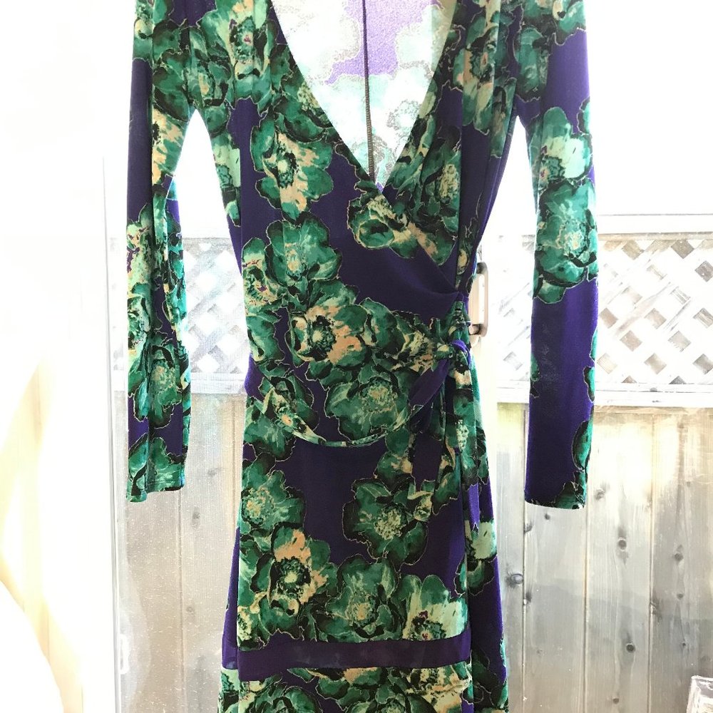 Vera Wang Purple and Green Flower Dress